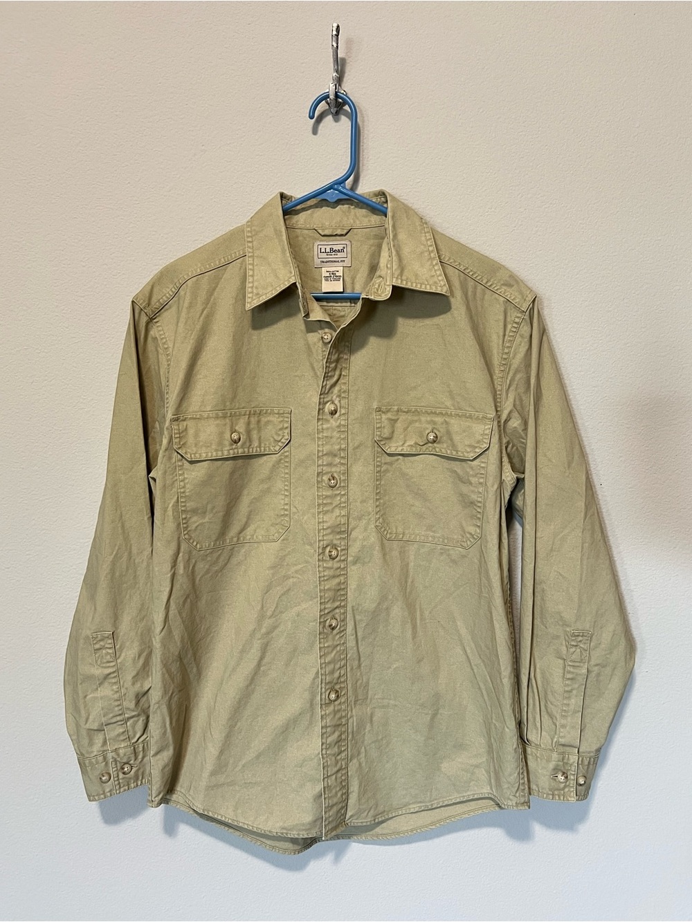 L.L. Bean Men's Khaki Button-Down Work Shirt - Traditional Fit - Picture 2 of 10
